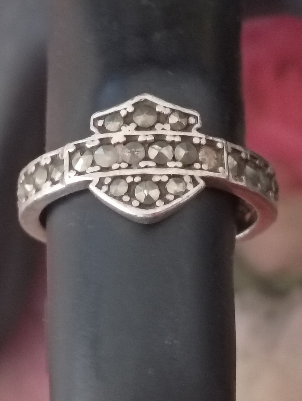 ❤️LADIES HARLEY-DAVIDSON STERLING SILVER 925 BAR & SHIELD MARCASITE RING SZ 6